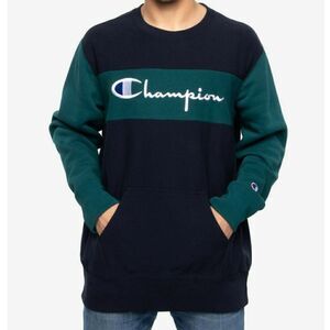 Champion Men's Reverse Weave Color Block Crewneck Sweatshirt S, M  Oversize Fit